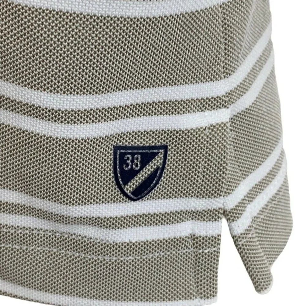 Cremieux Club 38 Polo‎ Shirt 2XB Tan White Stripe Performance Big Tall